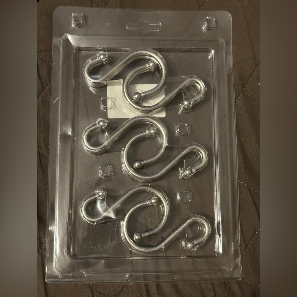 Metal Nickel Shower Curtain Hooks Set Of 12 Rust Proof S shaped for bathroom
